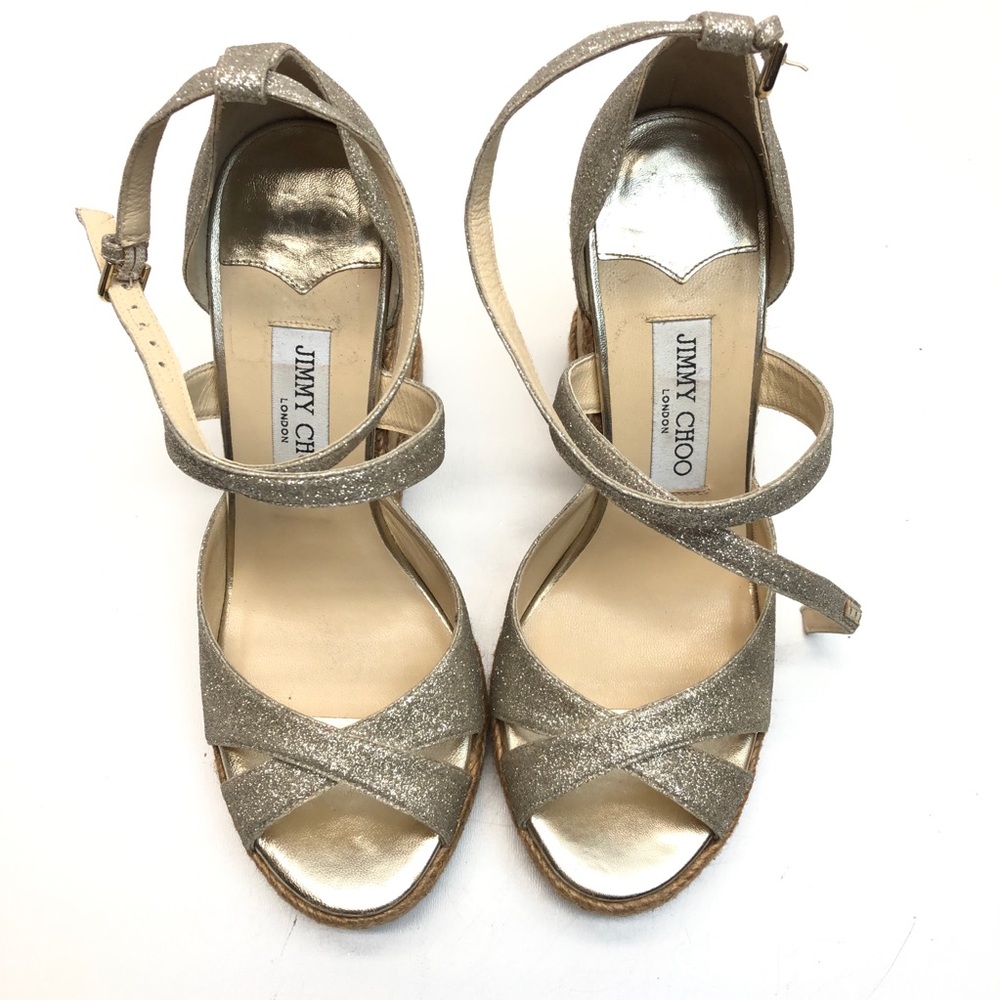 Jimmy Choo Alana Wedge Glitter Sandal